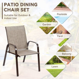 Costway Set Of 2 Patio Chairs Portable High Back Garden Camping Dining Chairs W/ Armrest - thumbnail 8
