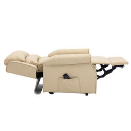 Morris Living The Perth - Dual Motor Riser Recliner Mobility Chair In Cream Plush Faux Leather - thumbnail 5