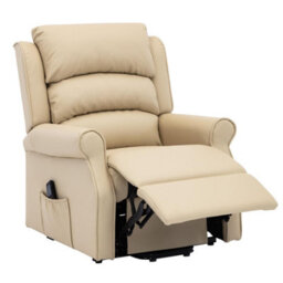 Morris Living The Perth - Dual Motor Riser Recliner Mobility Chair In Cream Plush Faux Leather - thumbnail 4