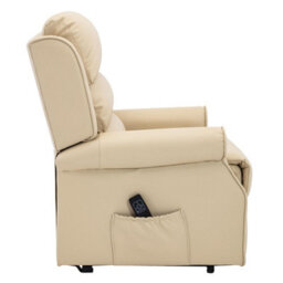 Morris Living The Perth - Dual Motor Riser Recliner Mobility Chair In Cream Plush Faux Leather - thumbnail 3