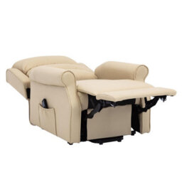 Morris Living The Perth - Dual Motor Riser Recliner Mobility Chair In Cream Plush Faux Leather - thumbnail 6