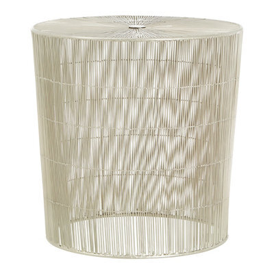 Orsina Silver Large Cage Round Table, Iron Strips Coffee Table, Durable End Side Table For Indoor, Outdoor Spaces - image 1