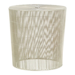 Orsina Silver Large Cage Round Table, Iron Strips Coffee Table, Durable End Side Table For Indoor, Outdoor Spaces