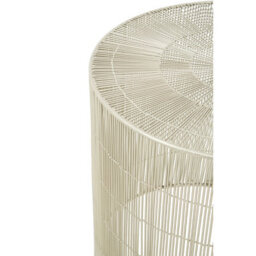 Orsina Silver Large Cage Round Table, Iron Strips Coffee Table, Durable End Side Table For Indoor, Outdoor Spaces - thumbnail 3