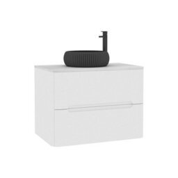 Royal Bathrooms Venice 700mm Gloss White Wall Mounted Bathroom Countertop Vanity Unit 2 Drawer With Milan Black Basin - thumbnail 7