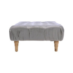 Darphe Buttoned Grey Velvet Rectangular Ottoman Footstool With Gourd-Shaped Legs - thumbnail 3