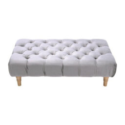Darphe Buttoned Grey Velvet Rectangular Ottoman Footstool With Gourd-Shaped Legs - thumbnail 2