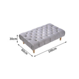 Darphe Buttoned Grey Velvet Rectangular Ottoman Footstool With Gourd-Shaped Legs - thumbnail 4