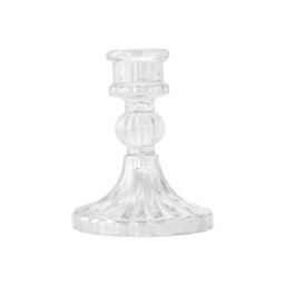 Living And Home 3 Pack Clear Fluted Soda-Lime Glass Candlestick Holders Three Heights Wedding Table Decor - thumbnail 7