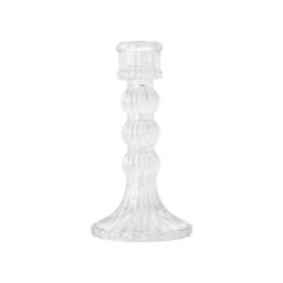 Living And Home 3 Pack Clear Fluted Soda-Lime Glass Candlestick Holders Three Heights Wedding Table Decor - thumbnail 5