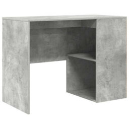 Berkfield Writing Desk Concrete Grey Wood Composite Compact Storage - thumbnail 2