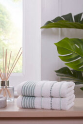 Rapport Home Dakota Stripe 6 Piece Towel Bale Set Pure Cotton Green - thumbnail 4