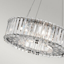 Kichler Crystal Skye 6 Light Led Chandelier 43.6Cm Modern Chrome Pendant With Triangular Crystal Prisms, Ip44 Rated - thumbnail 5