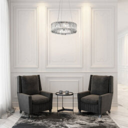 Kichler Crystal Skye 6 Light Led Chandelier 43.6Cm Modern Chrome Pendant With Triangular Crystal Prisms, Ip44 Rated - thumbnail 4