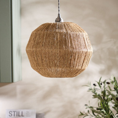 Dibor Round Ceiling Natural Home Decor Boho Seagrass Pendant Light Shade H30 X D36Cm - image 1