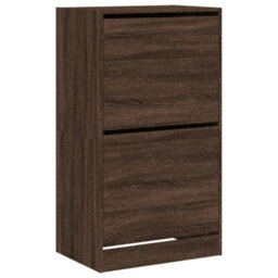 Berkfield Modern Shoe Cabinet With 2 Flip-Drawers Brown Oak 60X42X108 Cm