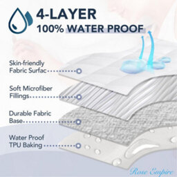 Rose Empire Premier Non-Noise Quilted Waterproof Mattress Protector Superking Bed - thumbnail 2