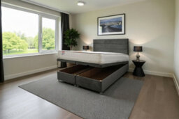 "Knight Sleep York Ottoman Bed Charcoal Plush 4Ft6 With Mattress & 24""headboard - Double" - thumbnail 1