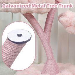 Bingopaw 58X52X105Cm Pink Cat Tree Tower With Galvanized Iron Tubes, Heavy Duty Cats Climbing Tower - thumbnail 5
