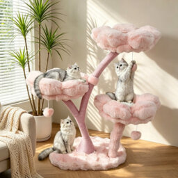 Bingopaw 58X52X105Cm Pink Cat Tree Tower With Galvanized Iron Tubes, Heavy Duty Cats Climbing Tower