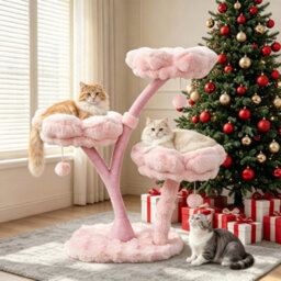 Bingopaw 58X52X105Cm Pink Cat Tree Tower With Galvanized Iron Tubes, Heavy Duty Cats Climbing Tower - thumbnail 7
