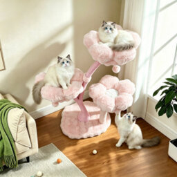 Bingopaw 58X52X105Cm Pink Cat Tree Tower With Galvanized Iron Tubes, Heavy Duty Cats Climbing Tower - thumbnail 8