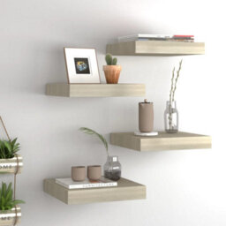 Berkfield Floating Wall Shelves 4 Pcs Oak 23X23.5X3.8 Cm Mdf - thumbnail 1