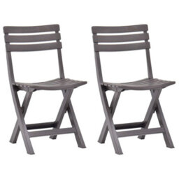 Berkfield Folding Garden Chairs 2 Pcs Plastic Mocha