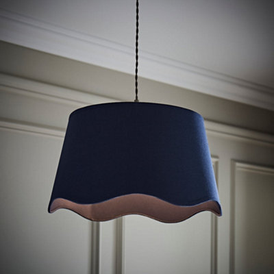 Valuelights Mabel Large Navy Scallop Edge Linen Lamp Shade (D)45Cm - image 1
