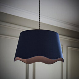 Valuelights Mabel Large Navy Scallop Edge Linen Lamp Shade (D)45Cm - thumbnail 1