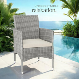 Tectake Garden Chair Nantes Set Of 2 - Weather & Uv-Resistant, 2 Sets Of Cushion Covers - Light Grey/cream - 2 - thumbnail 9