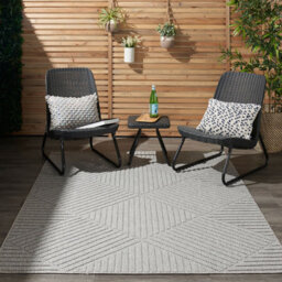 Ligth Grey Outdoor Rug, Optical/ (3D) Abstract Stain-Resistant Rug For Patio Decks, Modern Outdoor Area Rug-239Cm X 300Cm - thumbnail 2