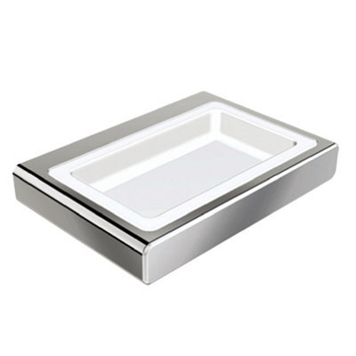 Plum&clay Vera Wall Mounted Bathroom Soap Holder Chrome & Ceramic Dish
