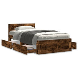Berkfield Bed Frame With Headboard Without Mattress Smoked Oak 100X200 Cm - thumbnail 4