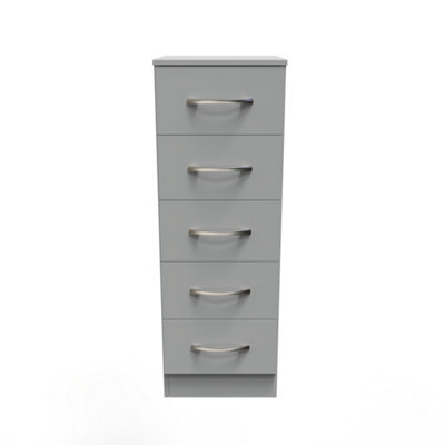 Heddon 5 Drawer Tallboy In Dusk Grey (Ready Assembled) - image 1