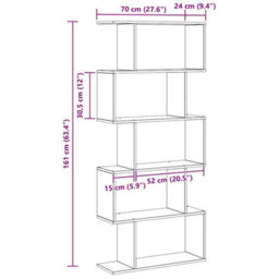 Berkfield Bookcase Brown 70 X 24 X 161Cm Engineered Wood - thumbnail 9