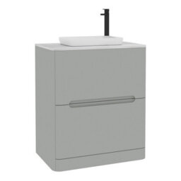 Royal Bathrooms Venice 700mm Dove Grey Freestanding Bathroom Countertop Vanity Unit 2 Drawer With Qubix Basin - thumbnail 7
