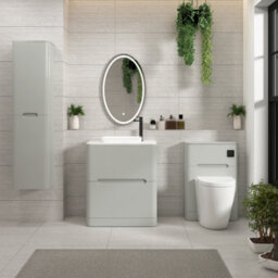 Royal Bathrooms Venice 700mm Dove Grey Freestanding Bathroom Countertop Vanity Unit 2 Drawer With Qubix Basin - thumbnail 4