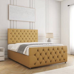 Bsspoke Maya Divan Bed Mustard Plush Velvet 24Inch Headboard & 20Inch Footboard No Mattress No Drawers In 3Ft 4Ft 4Ft6 5Ft 6Ft - thumbnail 3