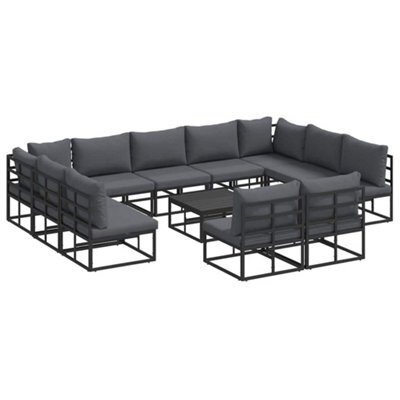 Berkfield Modern Garden Sofa Set With Cushion 12 Pcs Black Aluminium - image 1