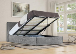 Comfy Living 4Ft6 Prado Crushed Velvet Ottoman Storage Bed Silver - thumbnail 2