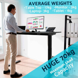 Dellonda Black Electric Adjustable Standing Desk, Quiet, Home Office, 1400X700mm - thumbnail 4