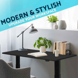 Dellonda Black Electric Adjustable Standing Desk, Quiet, Home Office, 1400X700mm - thumbnail 3