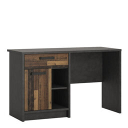 Furniture To Go Brooklyn Desk With 1 Door And 1 Drawer In Walnut And Dark Matera Grey