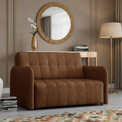 Viva Grand Ii Upholstered Sofa Bed With Wooden Legs Wooden Frame Bed Storage Freestanding Back 85X125X98Cm Brown - image 1