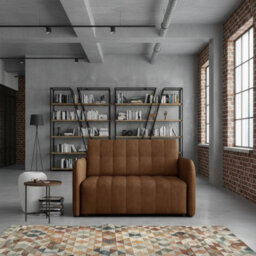 Viva Grand Ii Upholstered Sofa Bed With Wooden Legs Wooden Frame Bed Storage Freestanding Back 85X125X98Cm Brown - thumbnail 2