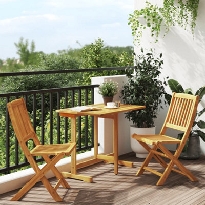 Walplus 3 Piece Folding Garden Outdoor Dining Set Suitable For Backyard, Patio Solid Wood Acacia - Cushion Not Included - image 1