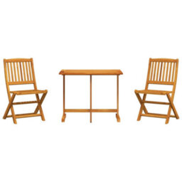Walplus 3 Piece Folding Garden Outdoor Dining Set Suitable For Backyard, Patio Solid Wood Acacia - Cushion Not Included - thumbnail 2