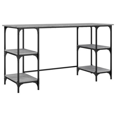 Berkfield Durable Desk Grey Sonoma 140X50X75 Cm Metal And Engineered Wood