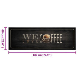 Berkfield Kitchen Rug Washable Coffee Text 60X180 Cm Velvet - thumbnail 5